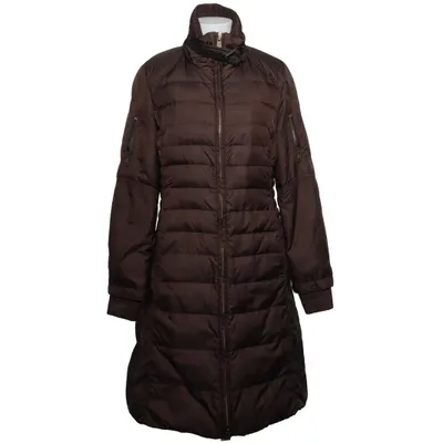 Doudoune longue (Marron) de Andrew Marc Duvet, Plume, Cuir, Polyester