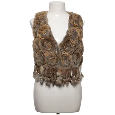Gilet en fourrure (Marron) de Cream Polyester, Fourrure de lapin