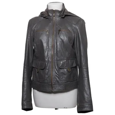 Veste en cuir (Gris) de The Leather Collection Cuir, Polyester