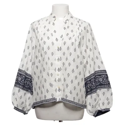 Blouse (White, Blue) from Zara Cotton, Viscose