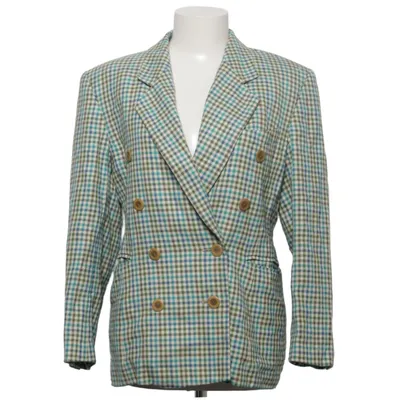 Blazer (Bleu, Vert, Blanc) de Escada by Margaretha Ley Lin, Soie, Laine