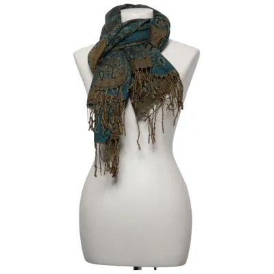 Halsduk (Blå, Svart, Guldfärgad) från Pashmina Kashmir