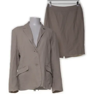 Skirt suit (Beige) from Flare Collection Linen, Viscose
