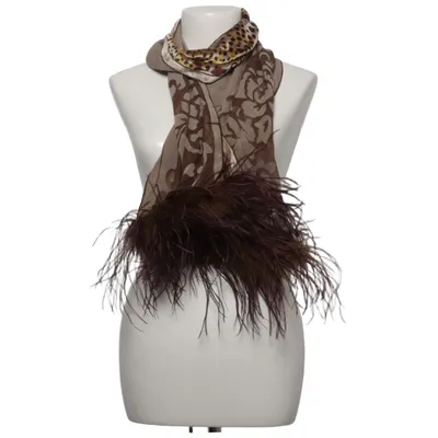 Shawl (Brown, Multicolored) from Giorgio Passigatti Feather, Silk, Viscose