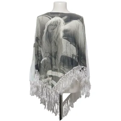 Poncho (White, Gray) from Brigitte Bardot Cotton, Viscose