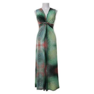 Långklänning (Grön, Flerfärgad) från Ilse Jacobsen Elastan, Polyester