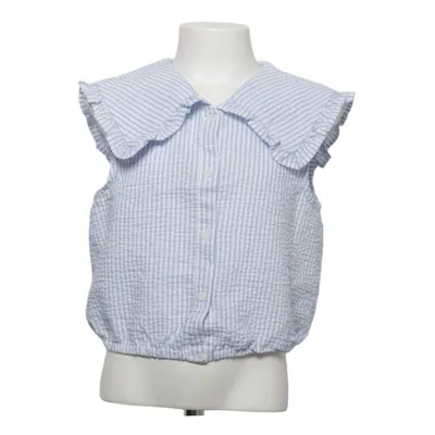 Top (Blue, White) from Zara Cotton, Elastane, Polyester