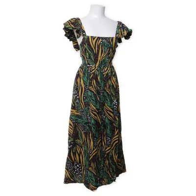 Maxi jurk (Zwart, Meerkleurig) van H&M Trend Lyocell, Polyester, Katoen