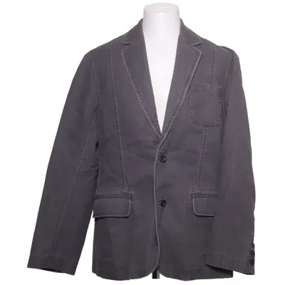 Blazer (Gray) from Black & Black Cotton, Polyester, Viscose