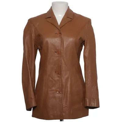 Læderfrakke (Brun) fra El Corte Inglés Læder, Polyester, Viscose