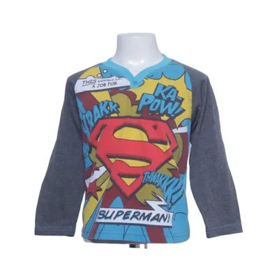 T-shirt à manches longues (Bleu, Gris, Multicolore) de Superman Coton, Polyester
