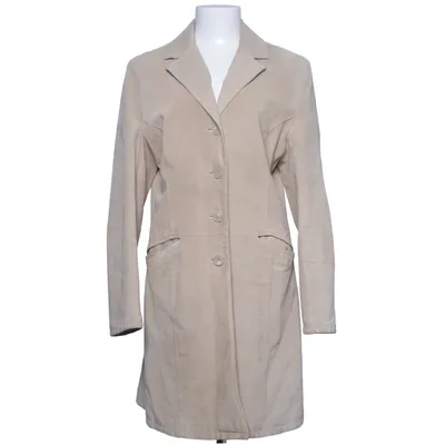 Læderfrakke (Beige) fra Alvaro Læder, Polyester