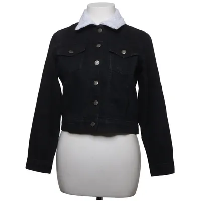 Denimjakke (Sort, Hvid) fra Boohoo Petite Bomuld