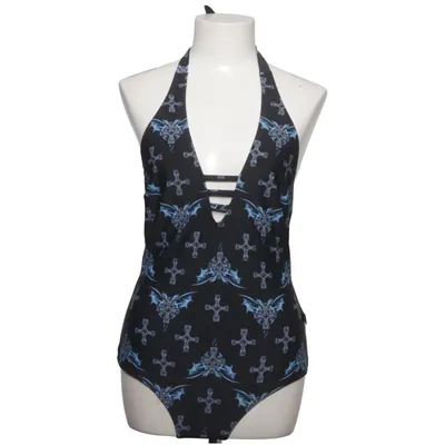 Maillot de bain une pièce (Noir, Bleu) de Gothicana by EMP Élasthane, Polyamide