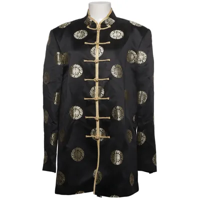 Cheongsam (Schwarz, Gold) von Qin Ya Seide, Viskose