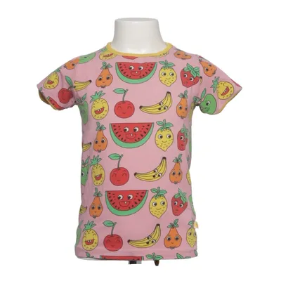 T-shirt (Rosa, Flerfärgad) från Småfolk Elastan, Ekologisk bomull