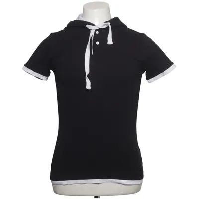 Korte mouwen capuchon sweater (Zwart, Wit) van Merish Katoen
