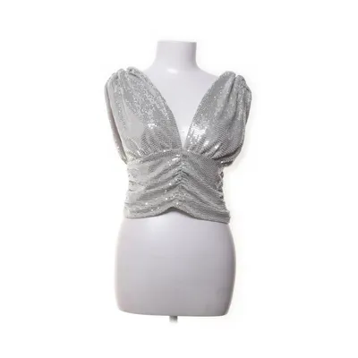 Crop top (Beige, Silverfärgad) från Gina Tricot Elastan, Metallfiber, Polyamid