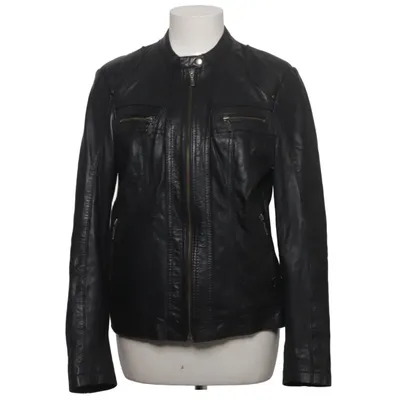 Leren jack (Zwart) van Saki Collection Leer, Polyester