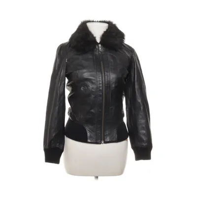 Läderjacka (Svart) från Oasis Akryl, Bomull, Skinn, Polyester