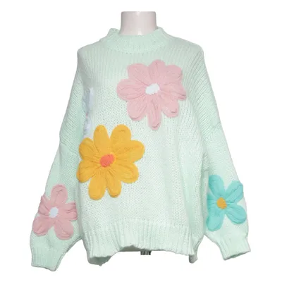 Sweater (Green, Multicolored) from Luzabelle Acrylic, Cotton, Polyester
