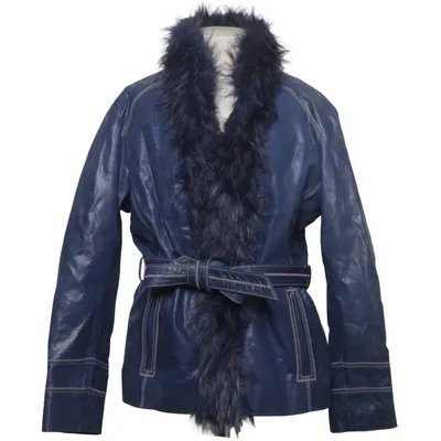 Shearling Jacke (Blau) von Sarah Kern Leder, Polyester