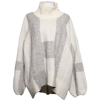 Pul à col roulé (Blanc, Gris) de Hést Élasthane, Laine de mouton, Mohair, Polyamide