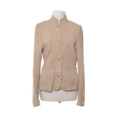 Læderjakke (Beige) fra Auluna Læder, Pels, Polyester, Ruskind