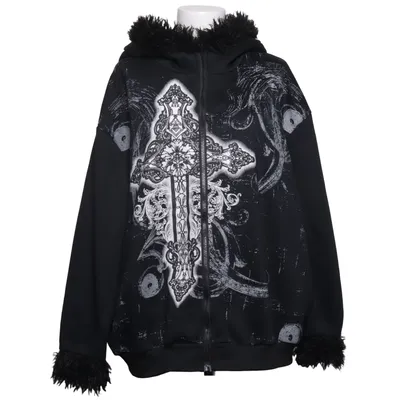 Capuchon sweater (Zwart, Wit) van Romwe Polyester