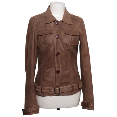 Leather jacket (Brown) from Bongo Acrylic, Leather, Polyester