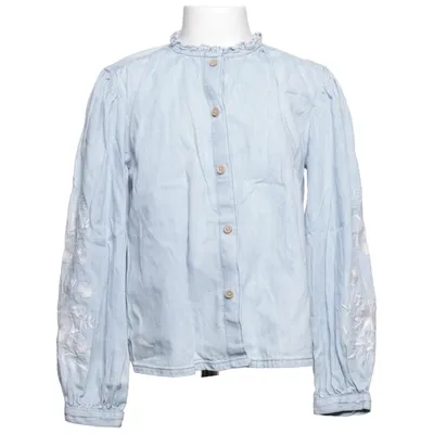 Denim blouse (Blauw, Wit) van Mango Katoen