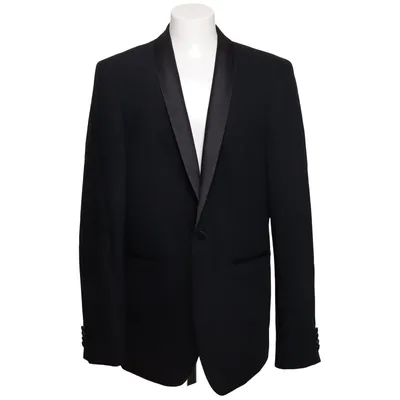 Smoking blazer (Zwart) van Masterhand Viscose, Wol