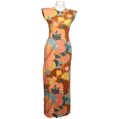 Långklänning (Brun, Orange, Grön, Gul, Flerfärgad) från Zara Elastan, Viskos