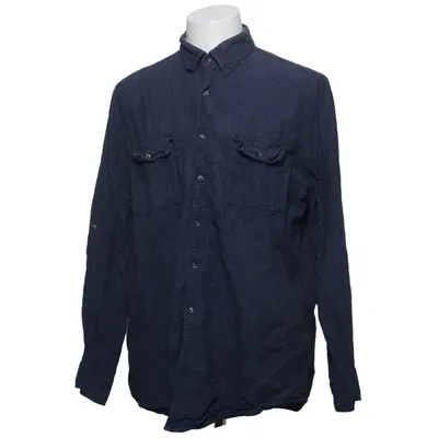 Shirt (Blauw) van Dressmann Katoen, Linnen