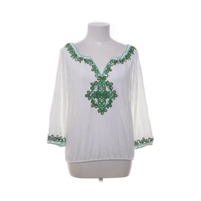 Bluse (Hvid, Grøn) fra I-N-C International Concepts Bomuld, Modal, Nylon, Polyester