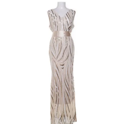 Evening gown (Beige, Multicolored) from Ezclozet Elastane, Polyester