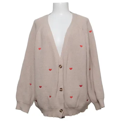 Cardigan (Beige, Red) from Shein Curve Acrylic, Polyamide, Polyester