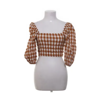 Crop top (Brun, Vit) från Bershka Elastan, Polyester, Viskos