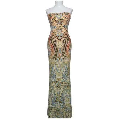 Robe longue (Bleu, Jaune, Multicolore) de Mango Suit Élasthane, Polyester, Polyuréthane, Viscose