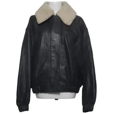 Veste en peau de mouton retournée (Noir) de H&M Cuir, Viscose