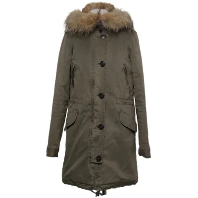 Parka (Beige) von Blonde No.8 Baumwolle, Elasthan, Leder, Polyester, Kaninchenpelz