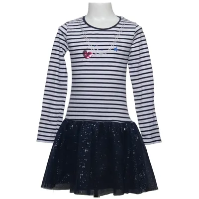 Kjole (Hvid, Blå) fra Happy Girls by Eisend Bomuld, Elastan, Polyester