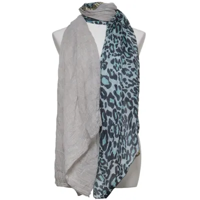 Shawl (Blue, Beige) from Plomo o Plata Cotton, Silk