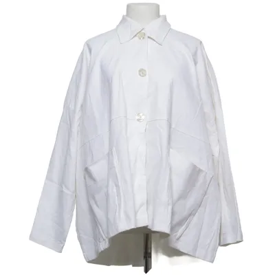 Chemise (Blanc) de AKH Fashion Coton, Élasthane, Lin, Viscose
