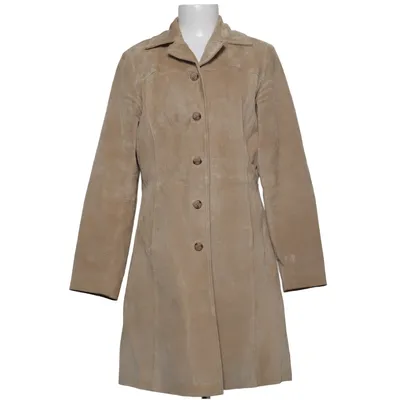Læderfrakke (Beige) fra Priory Læder, Polyester
