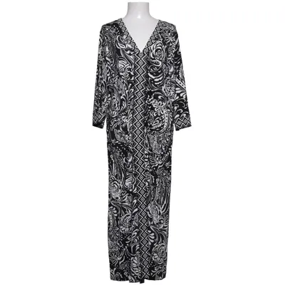 Maxi jurk (Zwart, Wit) van Selection by Ulla Popken Elastaan, Viscose