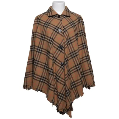Poncho (Beige, Black, Orange) from La Strada Polyester, Wool