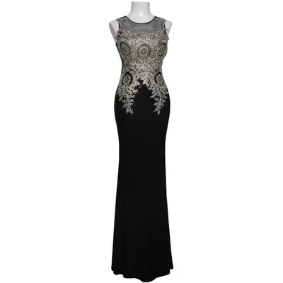 Evening gown (Black, Gold) from Eva & Lola Elastane, Polyester