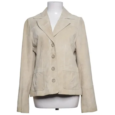 Blazer en cuir (Beige) de H&M Polyester, Daim