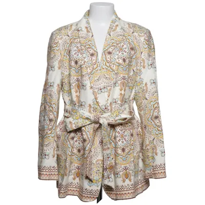 Blazer (Beige, Meerkleurig) van Zara Katoen, Linnen